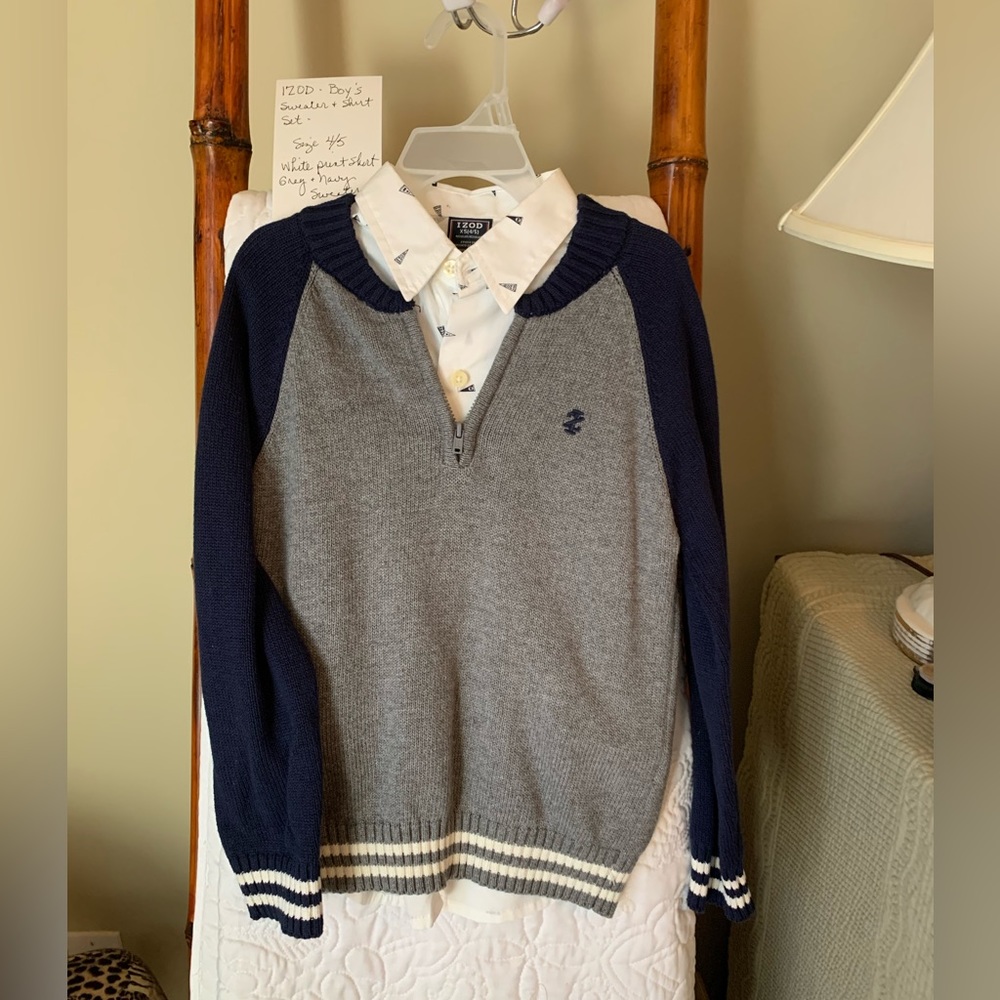 Boys IZOD Sweater and button down shirt set